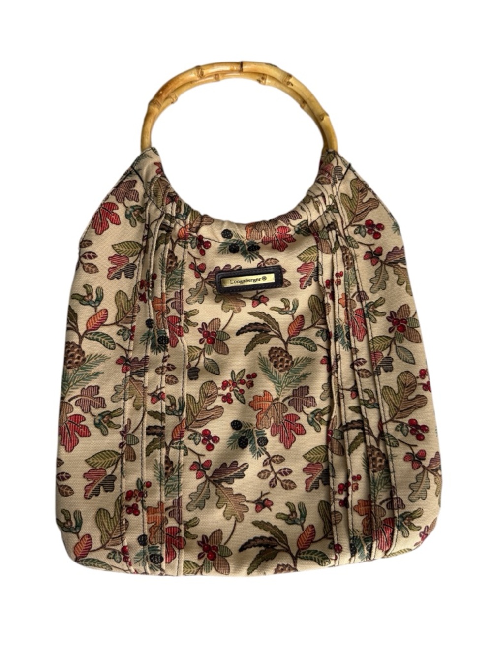 Longaberger Homestead Autumn Path Bamboo Handled Reversible Purse